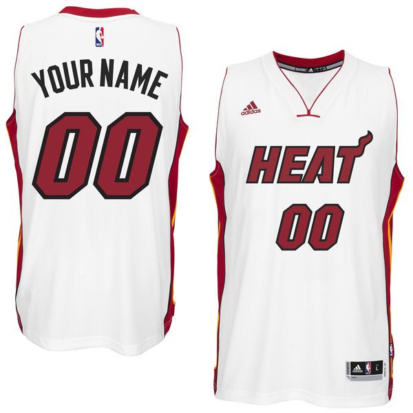 Men Miami Heat Adidas White Custom Swingman Home NBA Jersey